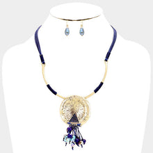 Load image into Gallery viewer, Cord Metal Round Drop Multi Bead Fringe Necklace
