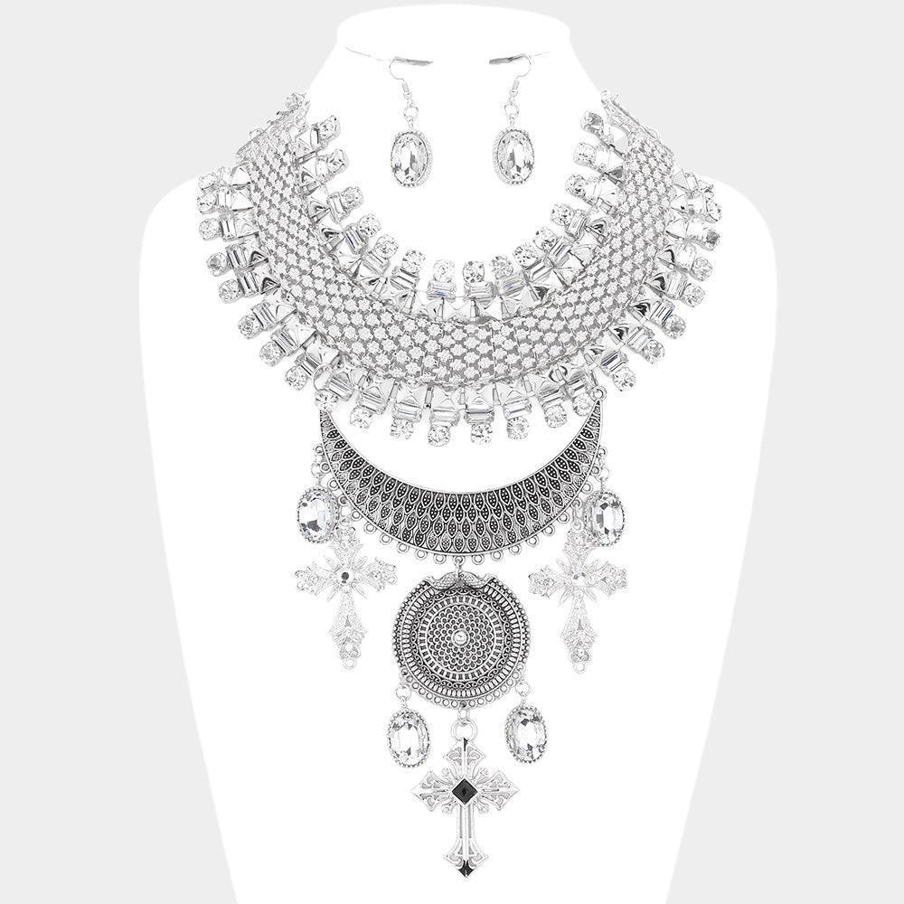 Triple Cross Accented Statement Necklace - Jewelry Store by Erik Rayo