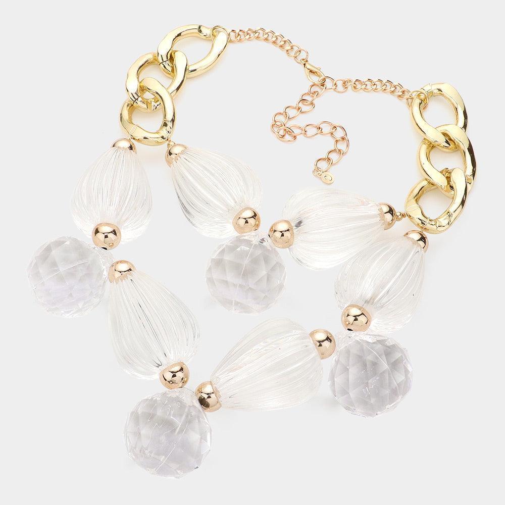 Gold Bold Lucite Bead Statement Necklace - Jewelry Store by Erik Rayo
