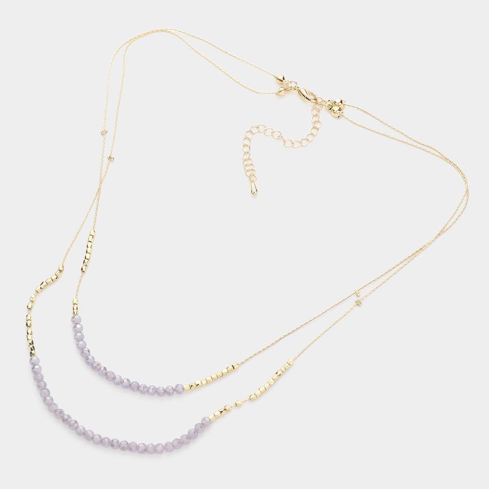Lavender Faceted Beaded Double Layered Bib Necklace - Jewelry Store by Erik Rayo