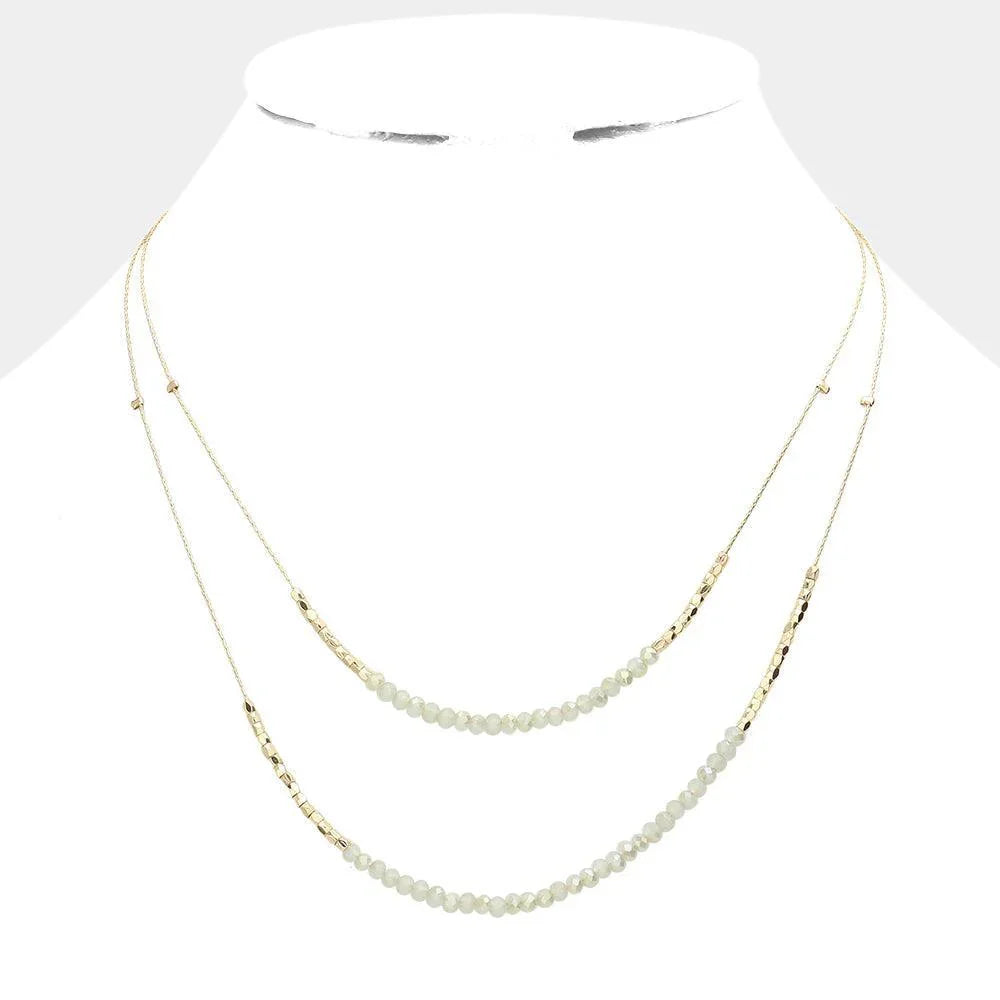 Mint Faceted Beaded Double Layered Bib Necklace - Jewelry Store by Erik Rayo