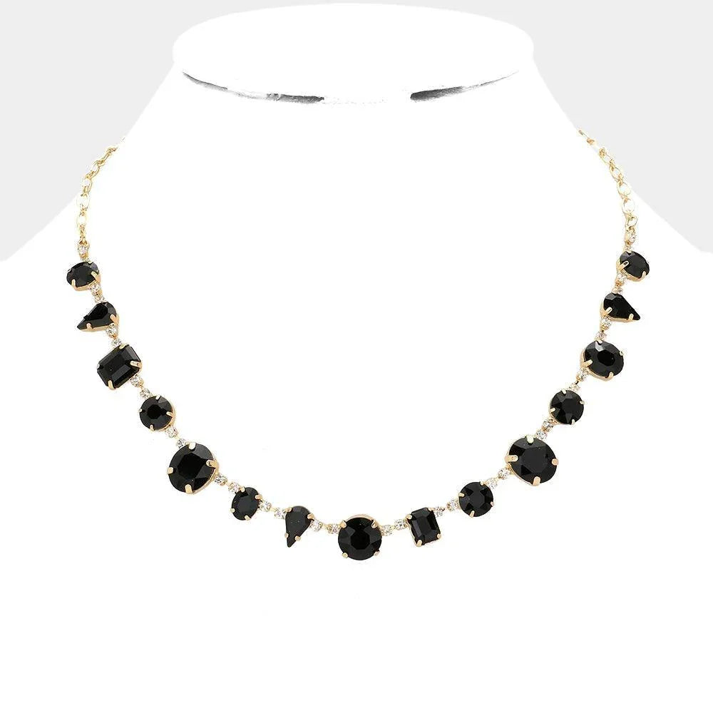 Black Geometric Stone Collar Necklace - Jewelry Store by Erik Rayo