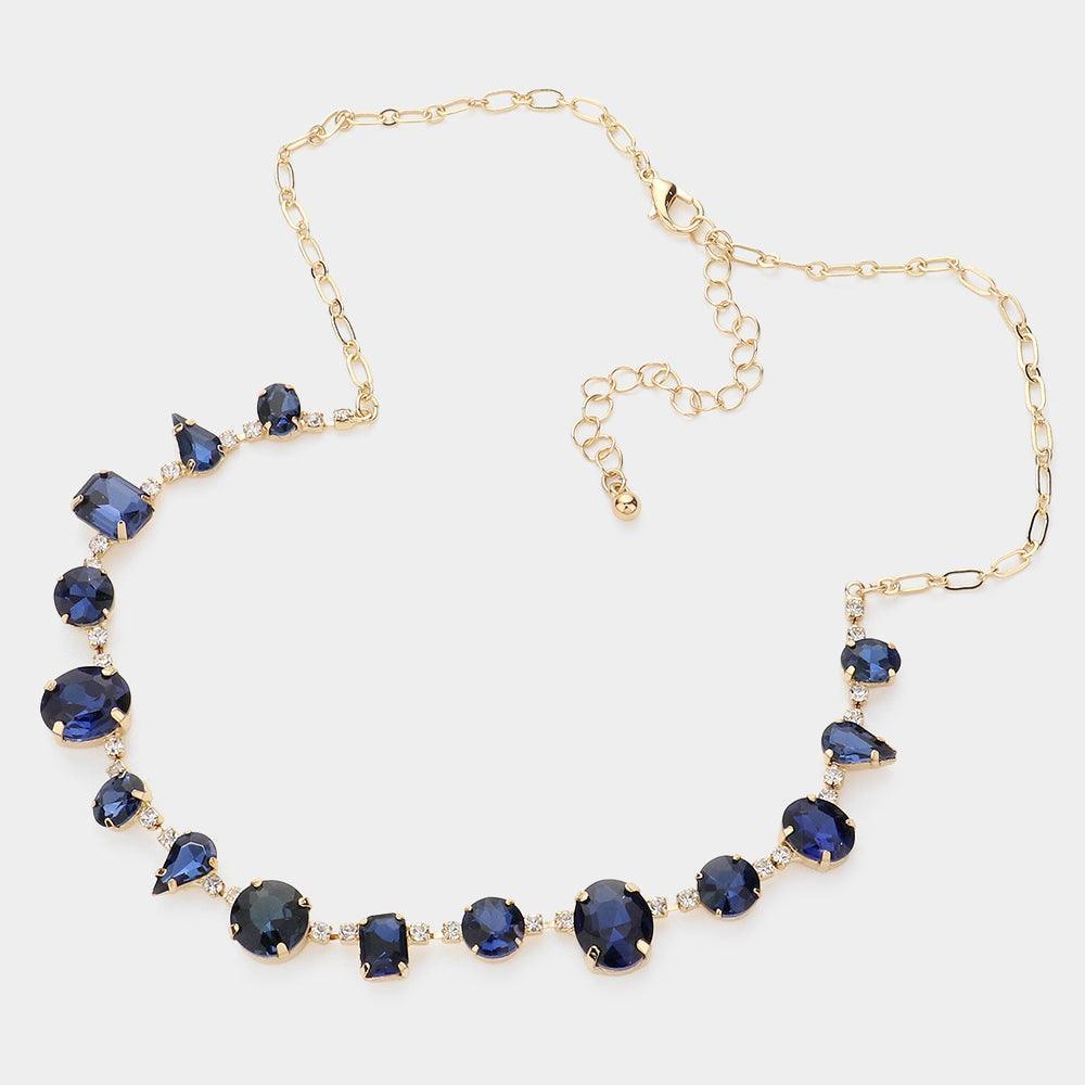 Blue Geometric Stone Collar Necklace - Jewelry Store by Erik Rayo