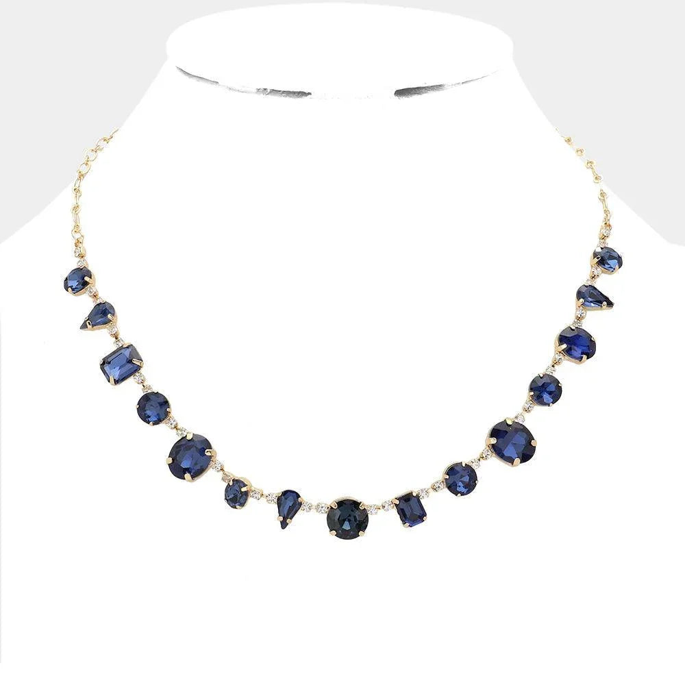 Blue Geometric Stone Collar Necklace - Jewelry Store by Erik Rayo