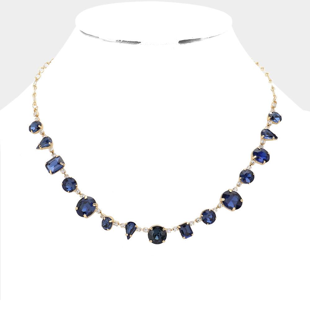 Blue Geometric Stone Collar Necklace