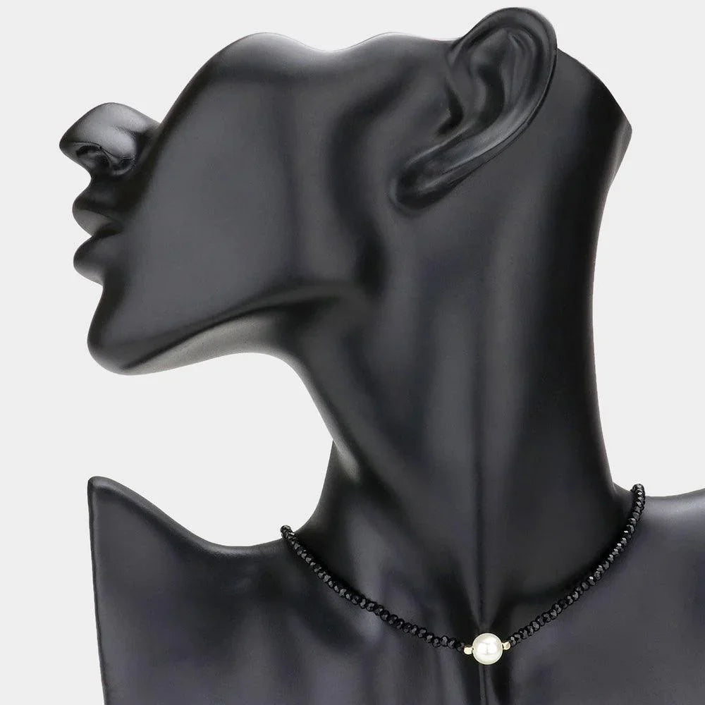 Black Pearl Accented Faceted Beaded Necklace - Jewelry Store by Erik Rayo
