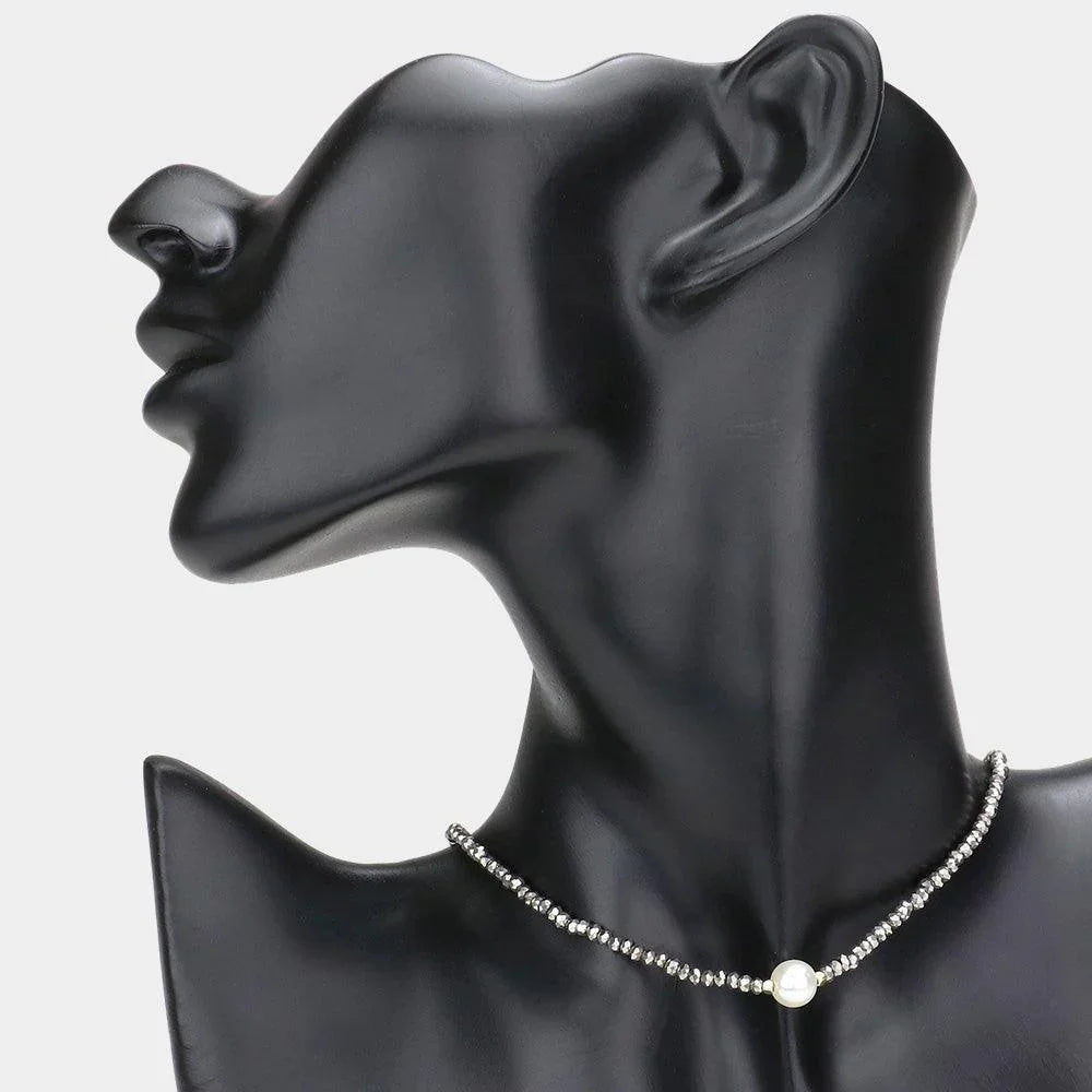 Pearl Accented Faceted Beaded Necklace - Jewelry Store by Erik Rayo