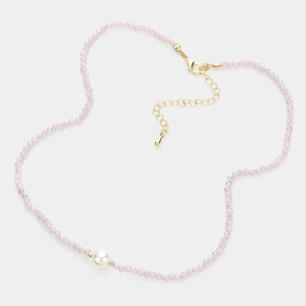 Lavender Pearl Accented Faceted Beaded Necklace - Jewelry Store by Erik Rayo