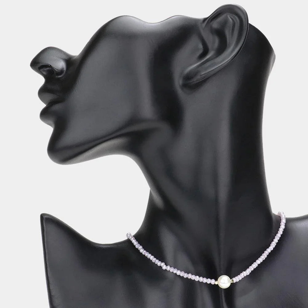 Lavender Pearl Accented Faceted Beaded Necklace - Jewelry Store by Erik Rayo