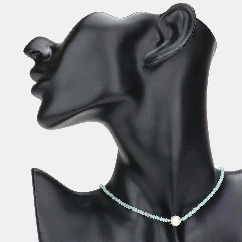 Mint Pearl Accented Faceted Beaded Necklace - Jewelry Store by Erik Rayo