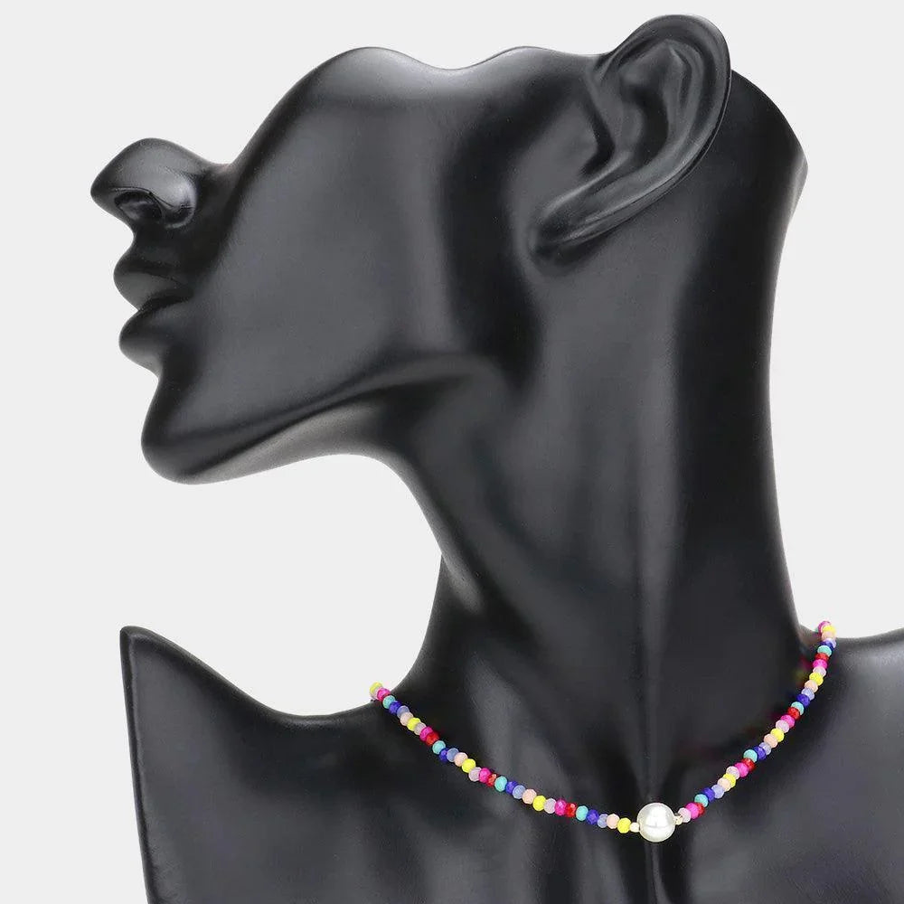 Pearl Accented Faceted Beaded Necklace - Jewelry Store by Erik Rayo