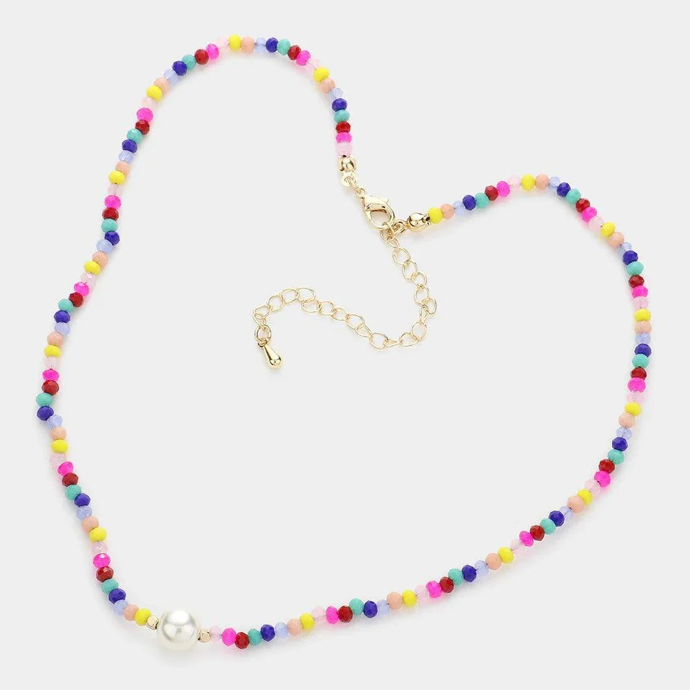 Pearl Accented Faceted Beaded Necklace - Jewelry Store by Erik Rayo
