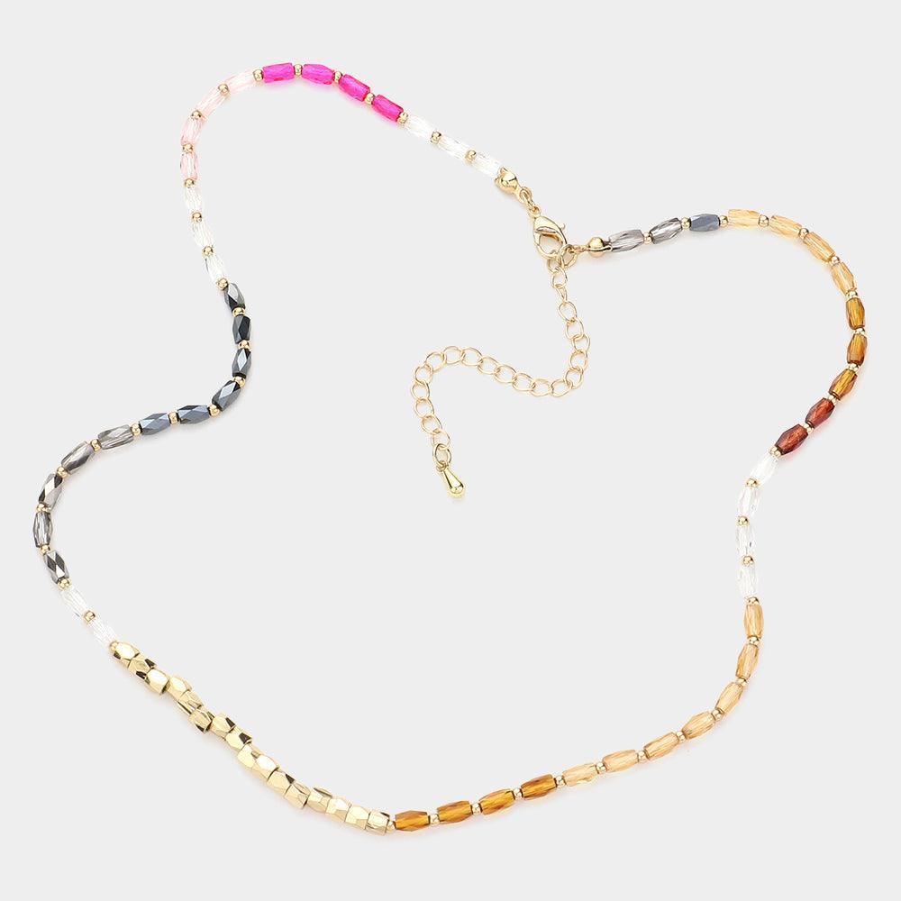White Metal Beads Pointed Faceted Beaded Necklace - Jewelry Store by Erik Rayo