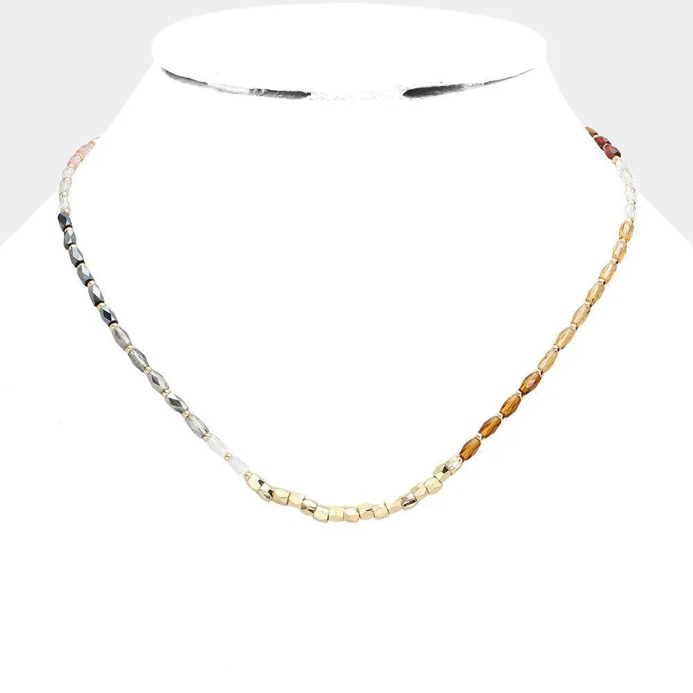 White Metal Beads Pointed Faceted Beaded Necklace - Jewelry Store by Erik Rayo
