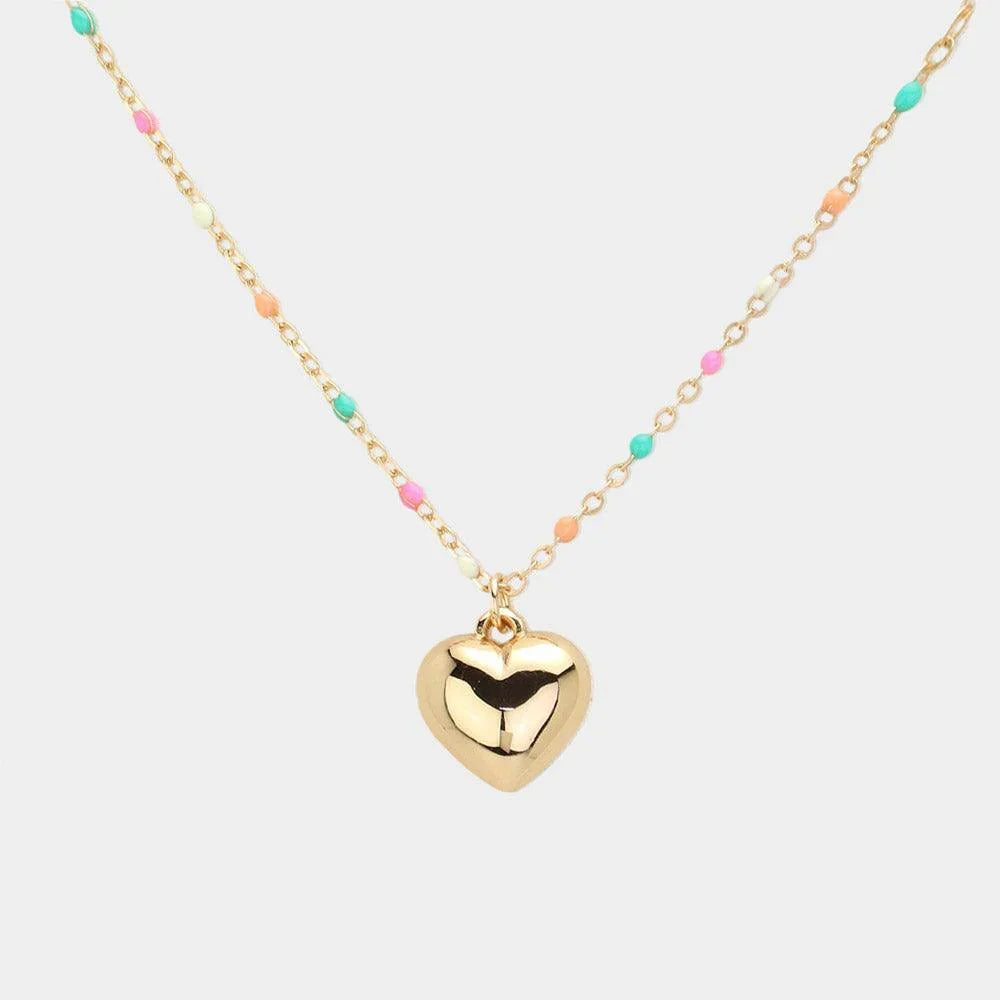 Beads Station Metal Heart Pendant Necklace - Jewelry Store by Erik Rayo
