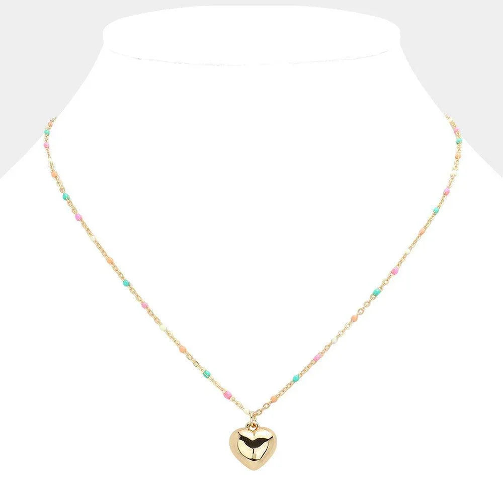 Beads Station Metal Heart Pendant Necklace - Jewelry Store by Erik Rayo