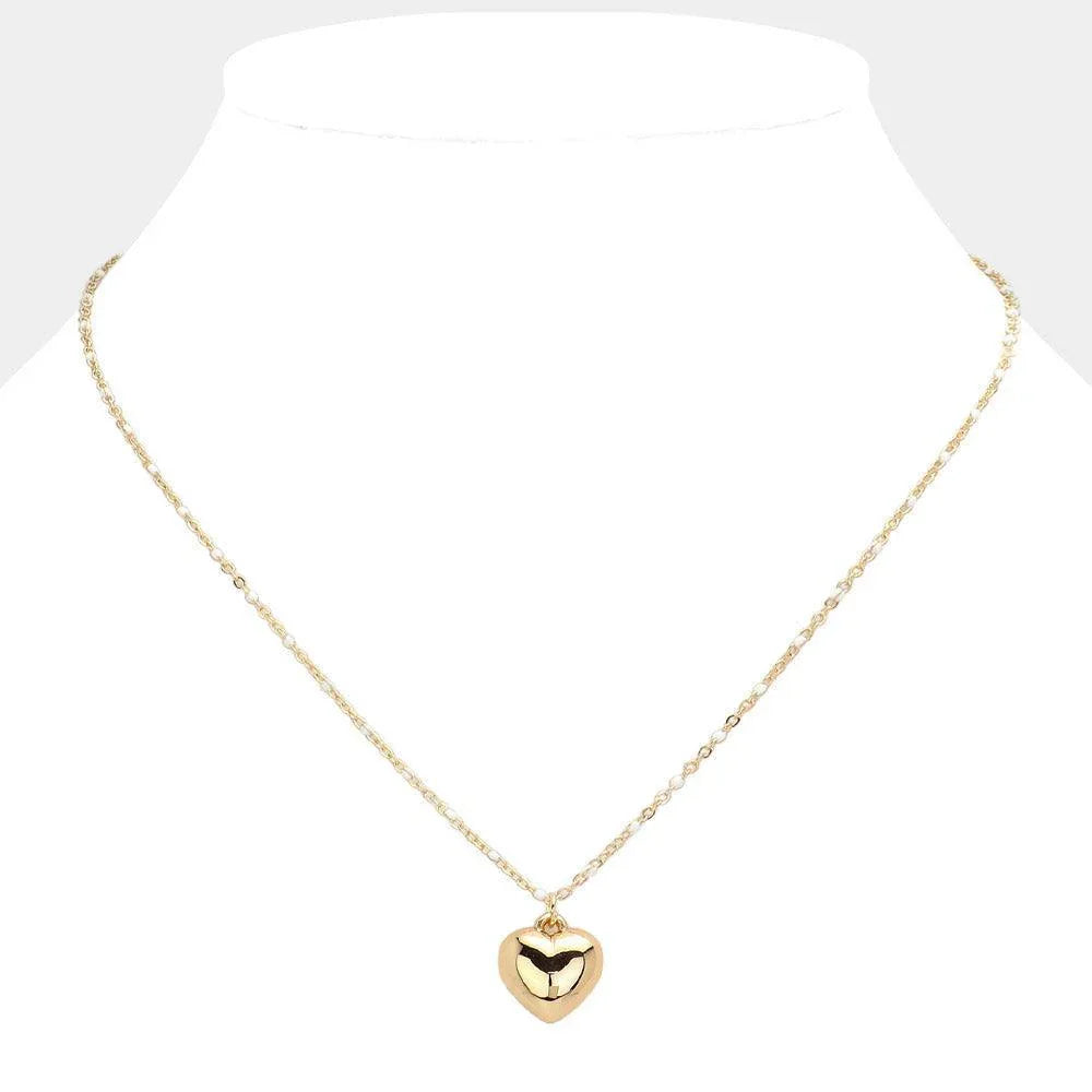 White Beads Station Metal Heart Pendant Necklace - Jewelry Store by Erik Rayo