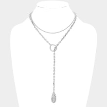 Load image into Gallery viewer, Rhinestone Embellished Teardrop Pendant Double Layered Y Necklace
