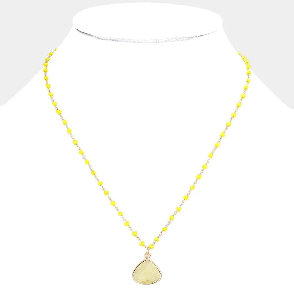 Yellow Natural Stone Pendant Necklace - Jewelry Store by Erik Rayo