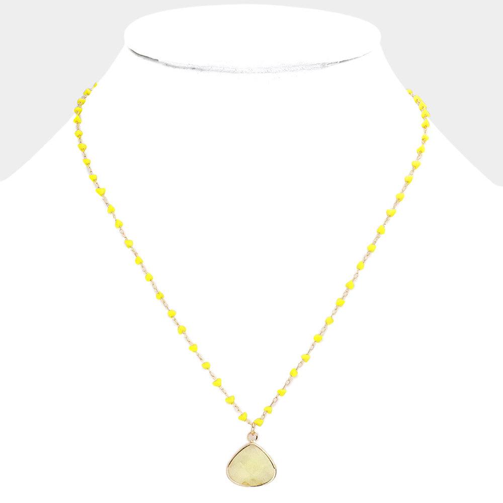 Yellow Natural Stone Pendant Necklace