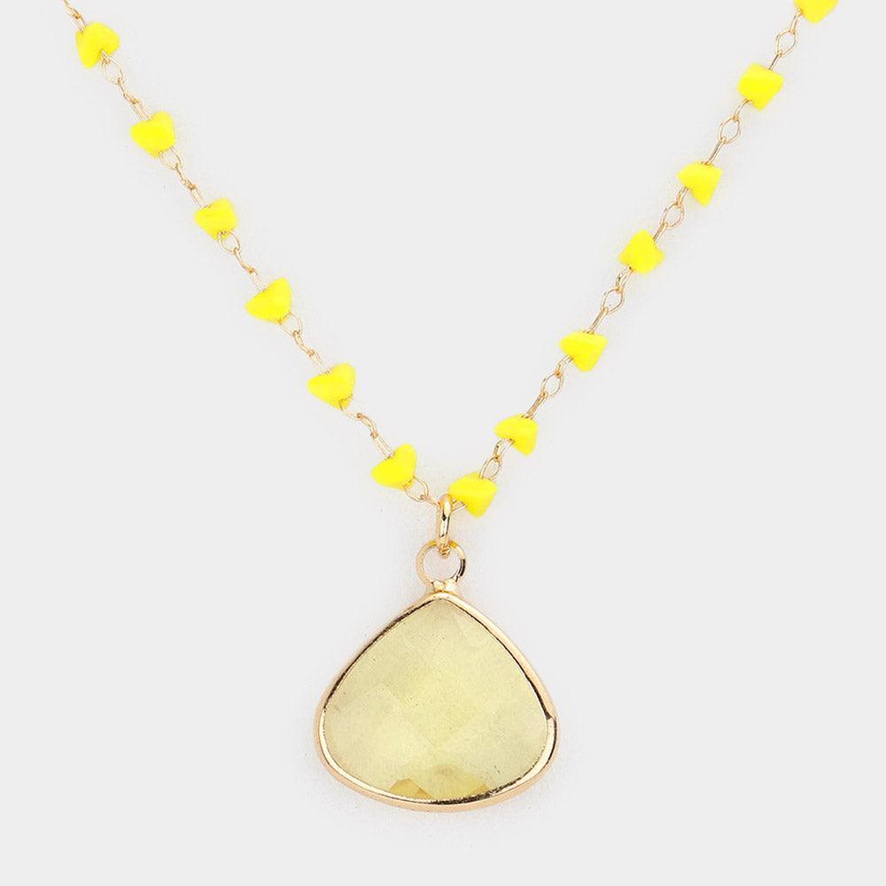 Yellow Natural Stone Pendant Necklace - Jewelry Store by Erik Rayo