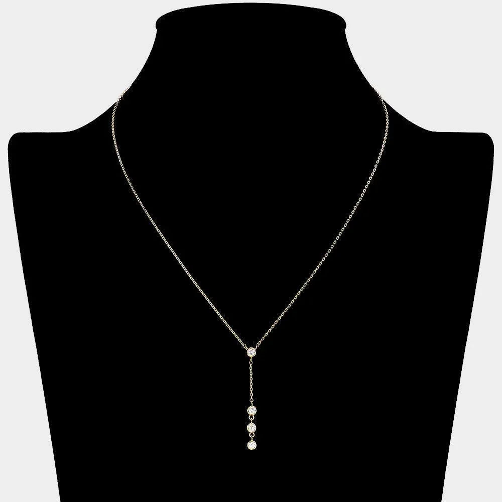 Gold Stone Bezel Pointed Brass Meatal Y Necklace - Jewelry Store by Erik Rayo