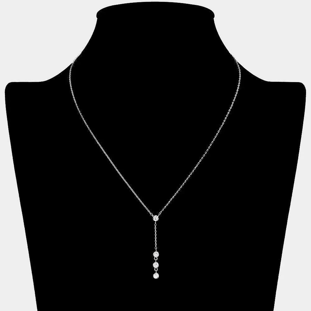 Stone Bezel Pointed Brass Meatal Y Necklace - Jewelry Store by Erik Rayo