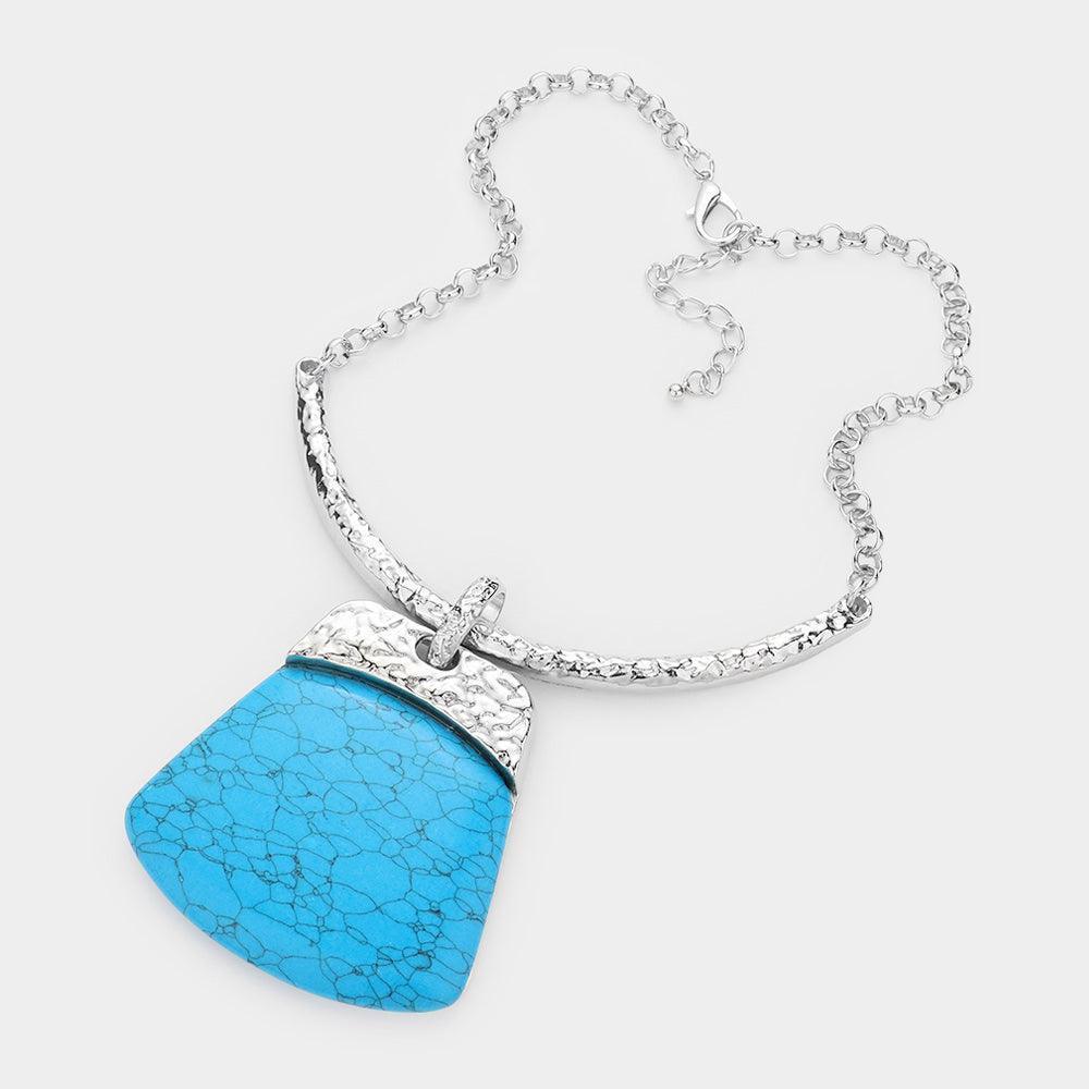 Turquoise Marbled Stone Pendant Necklace - Jewelry Store by Erik Rayo