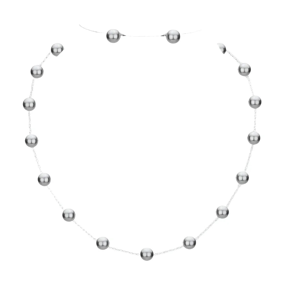 Gray Pearl Station Necklace - Jewelry Store by Erik Rayo