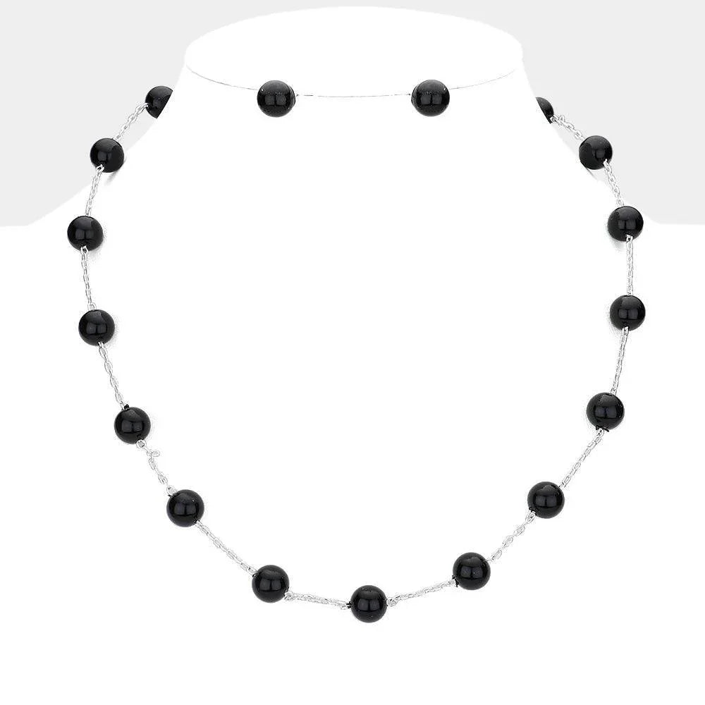 Silver Pearl Station Necklace - Jewelry Store by Erik Rayo