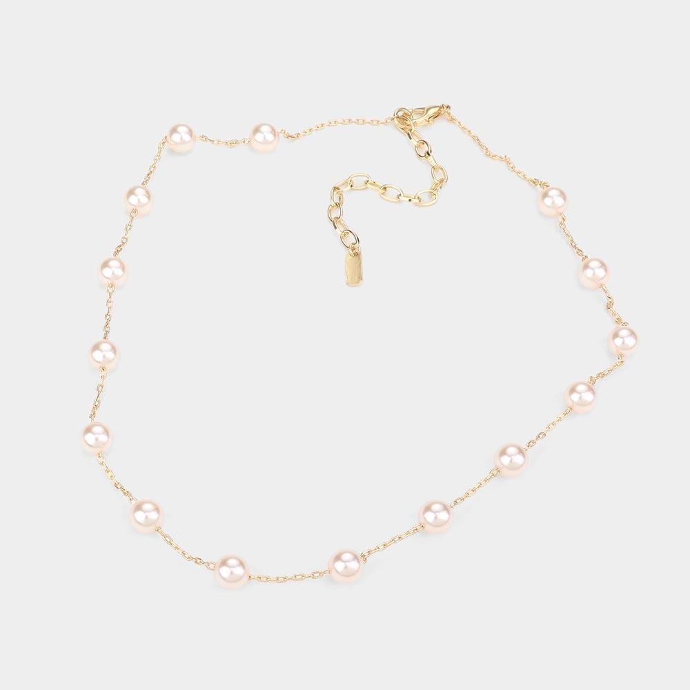Cream Pearl Station Necklace - Jewelry Store by Erik Rayo