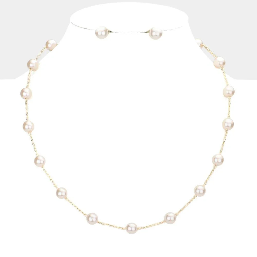 Cream Pearl Station Necklace - Jewelry Store by Erik Rayo