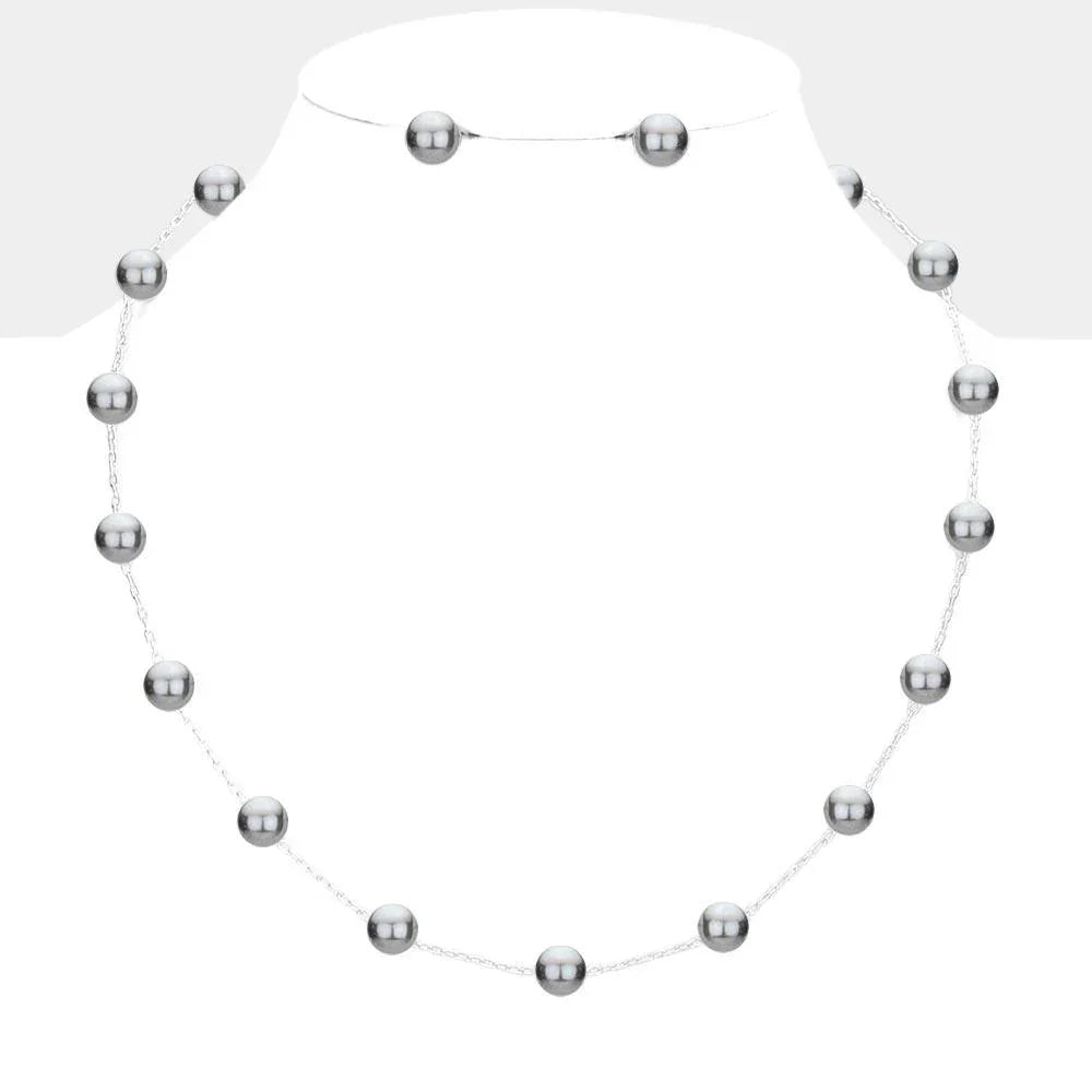 Gray Pearl Station Necklace - Jewelry Store by Erik Rayo