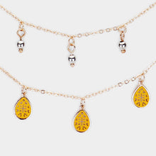 Load image into Gallery viewer, Mustard Filigree Metal Teardrop Double Layer Necklace
