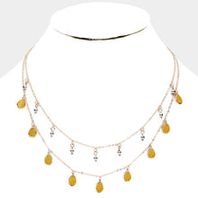 Load image into Gallery viewer, Mustard Filigree Metal Teardrop Double Layer Necklace
