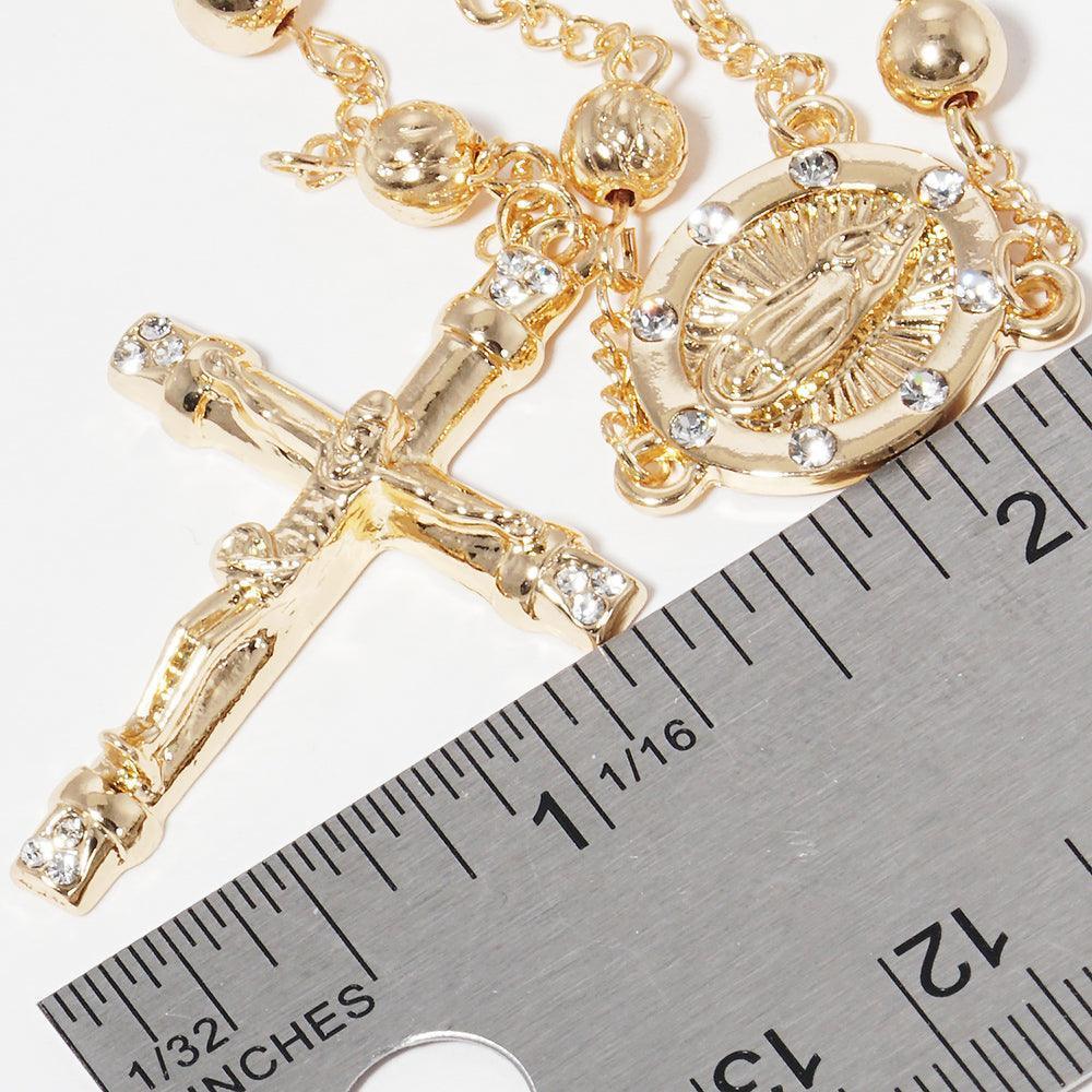 Gold Crucifix Pendant Beaded Y Rosary Necklace - Jewelry Store by Erik Rayo