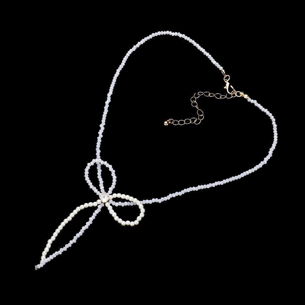 Gold Stone Pointed Faceted Beaded Bow Necklace - Jewelry Store by Erik Rayo