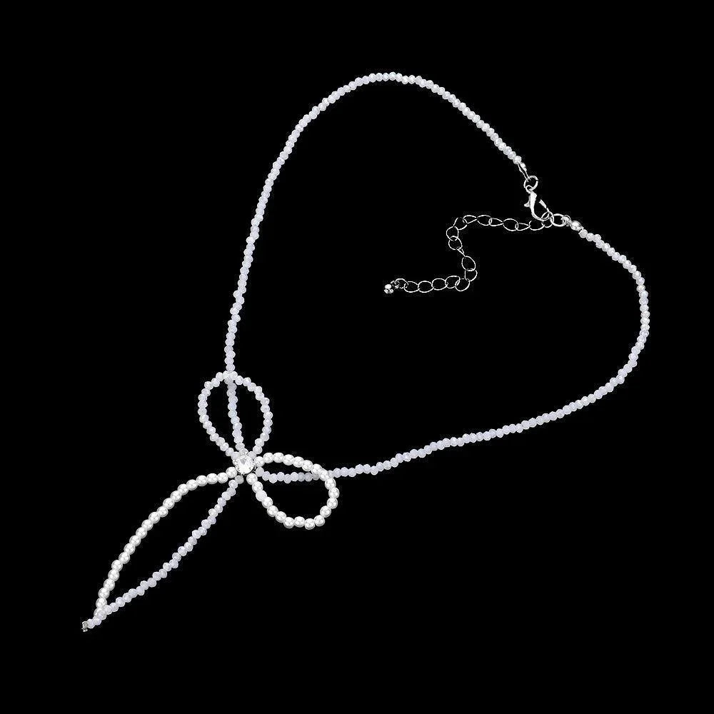 Stone Pointed Faceted Beaded Bow Necklace - Jewelry Store by Erik Rayo