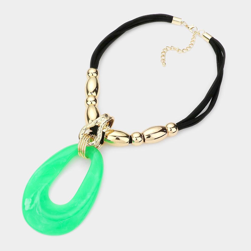 Green Wrinkle Detailed Chunky Pendant Necklace - Jewelry Store by Erik Rayo