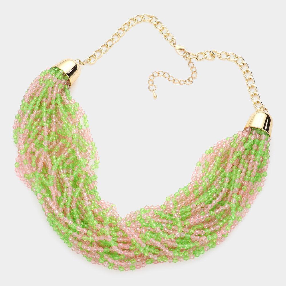 Pink Faceted Beaded Multi Layered Necklace - Jewelry Store by Erik Rayo