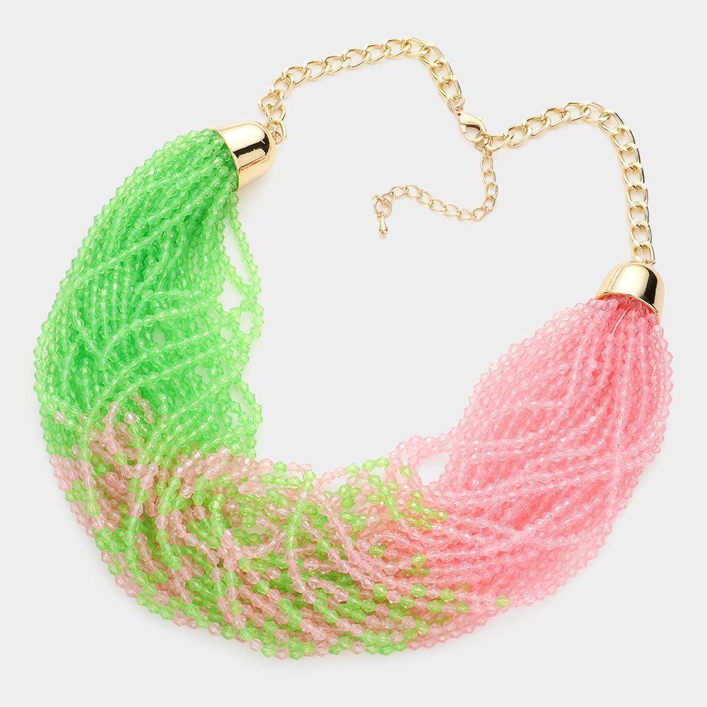 Pink Faceted Beaded Multi Layered Necklace - Jewelry Store by Erik Rayo