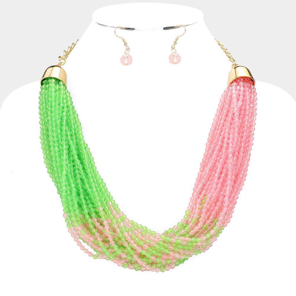 Pink Faceted Beaded Multi Layered Necklace - Jewelry Store by Erik Rayo