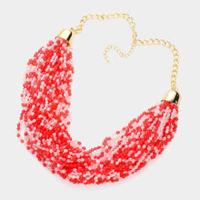 Load image into Gallery viewer, Red Faceted Beaded Multi Layered Necklace

