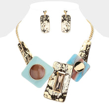 Load image into Gallery viewer, Gold Acetate Abstract Object Statement Necklace
