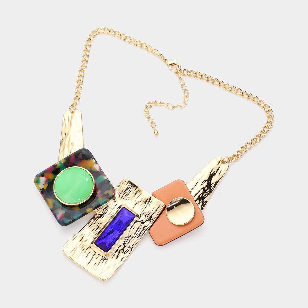 Gold Acetate Abstract Object Statement Necklace - Jewelry Store by Erik Rayo