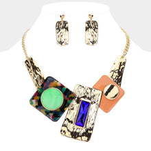 Load image into Gallery viewer, Gold Acetate Abstract Object Statement Necklace
