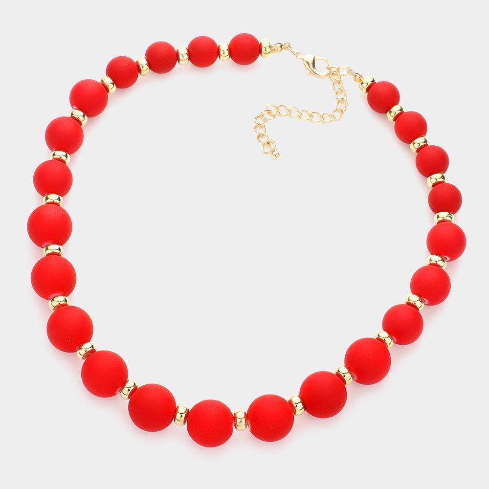 Red Colored Ball Cluster Necklace - Jewelry Store by Erik Rayo