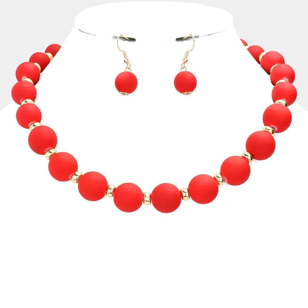 Red Colored Ball Cluster Necklace - Jewelry Store by Erik Rayo