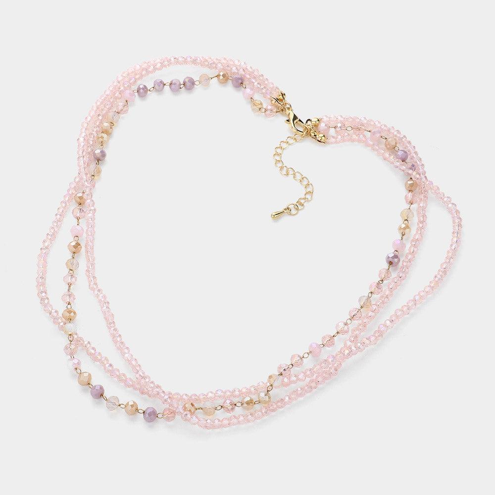 Gold Triple Layered Faceted Beaded Necklace - Jewelry Store by Erik Rayo