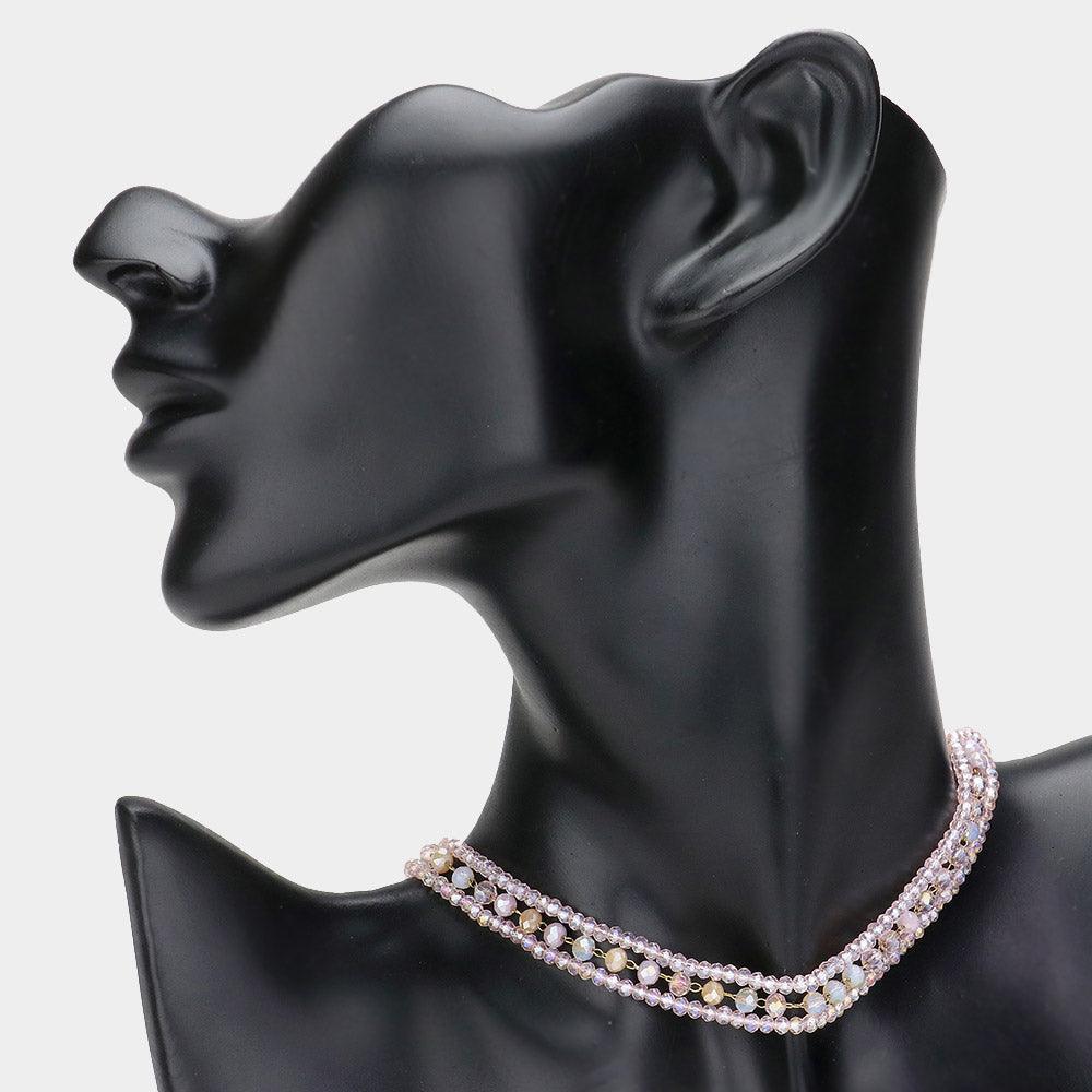 Gold Triple Layered Faceted Beaded Necklace - Jewelry Store by Erik Rayo